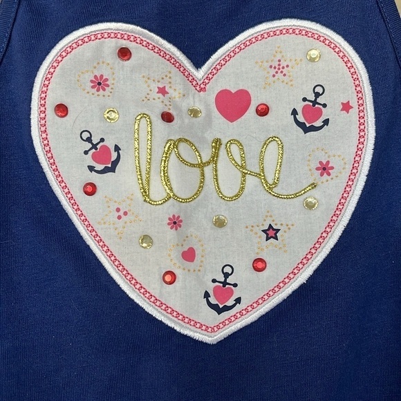 Brand New Little Lass 2-Piece Set Nautical Navy Blue Tank Top & Striped Shorts - Picture 5 of 15